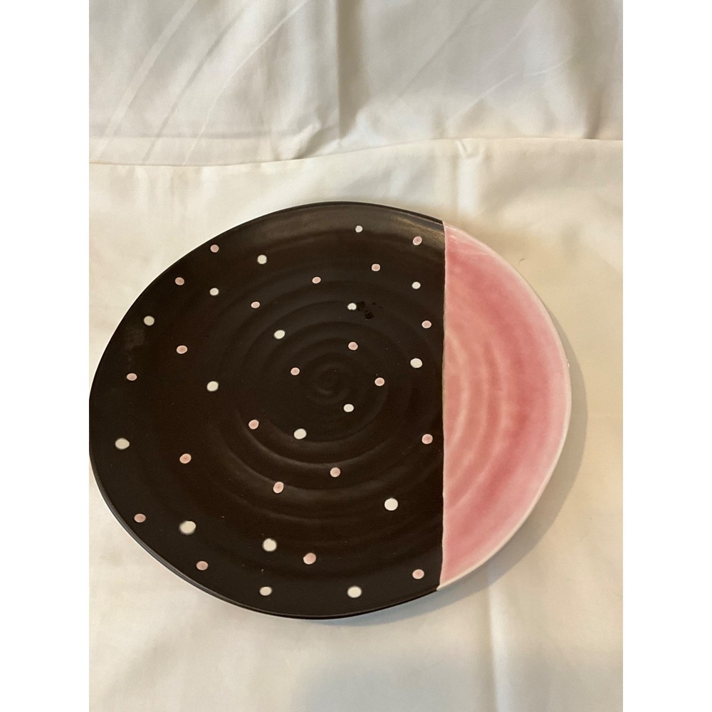 Gourmet Expressions Pretty In Pink Dot Dinner Plate Black Polka Dot Pink 4415976